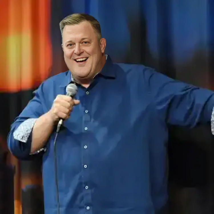 Billy Gardell is performing on the stage.